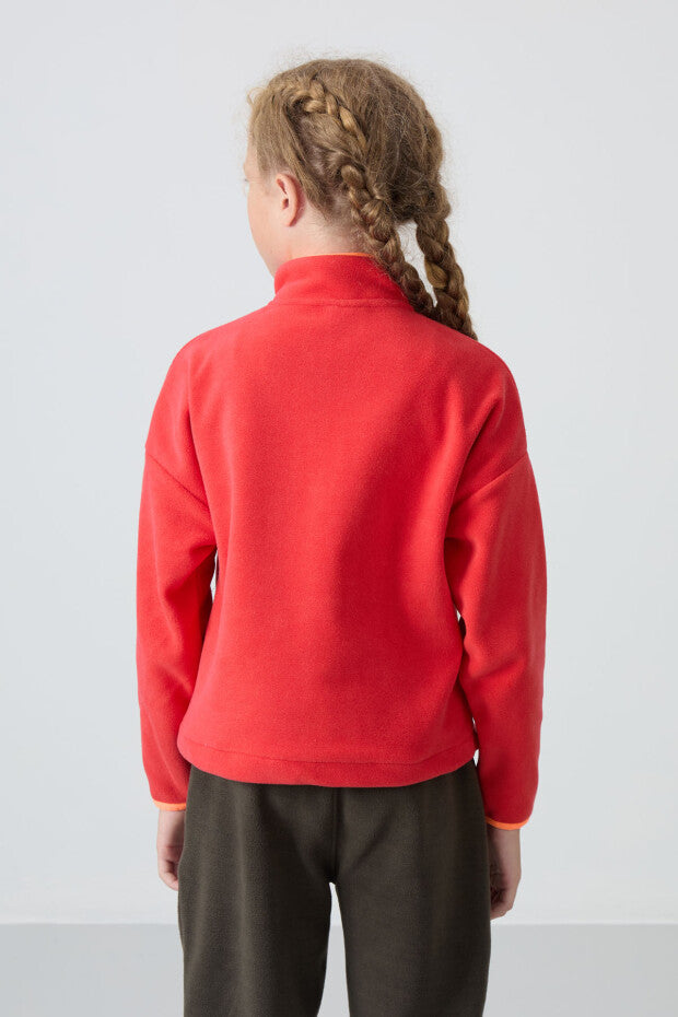 Kız Çocuk Dik Yaka Kısa Fermuarlı Sweatshirt