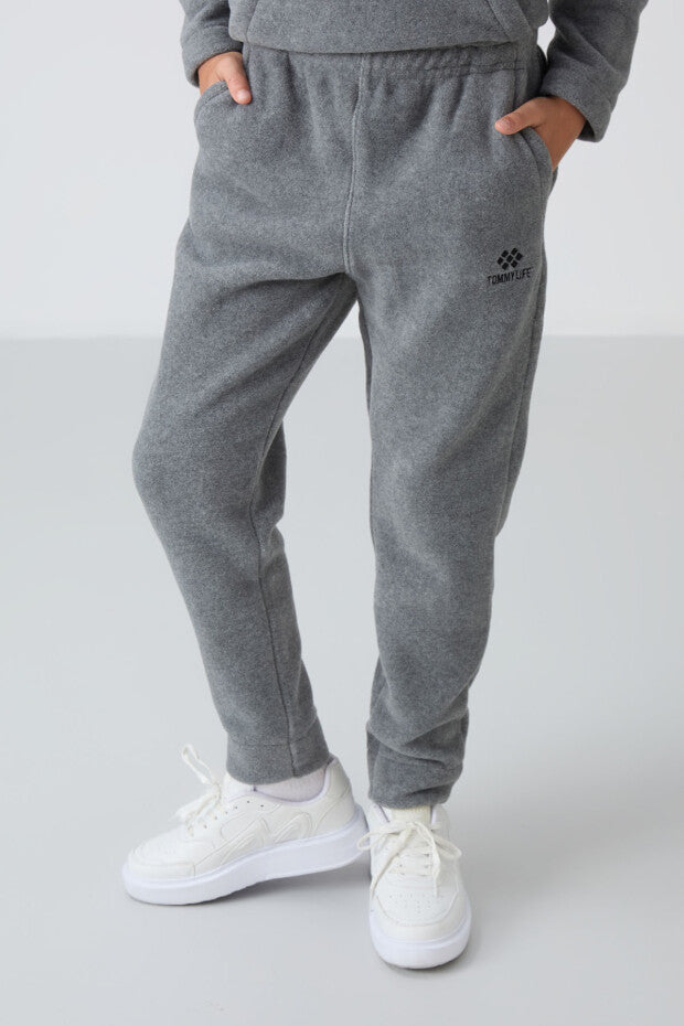 Gri Dik Yaka Polar Eşofman Takım Erkek Çocuk