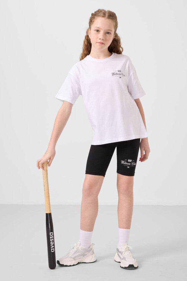 Siyah Tayt Beyaz Tshirt Takım Kız Çocuk