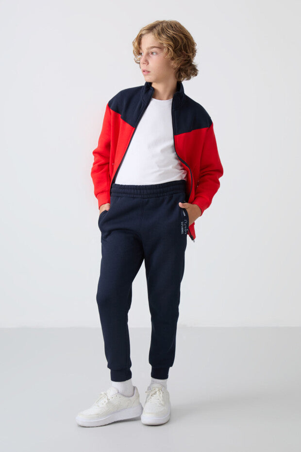 Kırmızı Lacivert Pamuklu Eşofman Takımı Erkek Çocuk