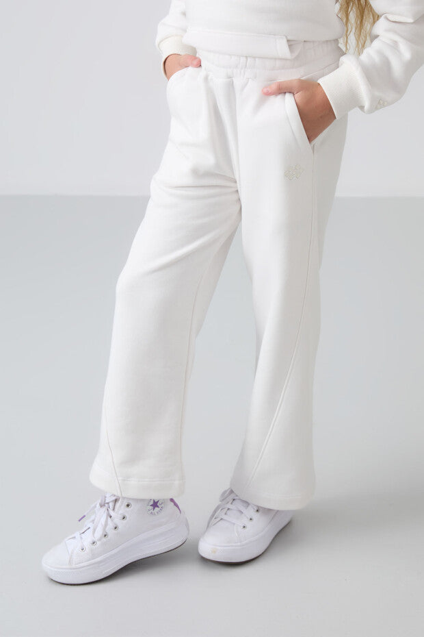 Ekru Şardonlu Kız Çocuk Eşofman Takımı