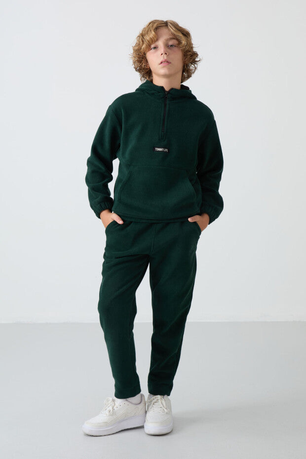 Koyu Yeşil Düz Paça Çocuk Eşofman Altı