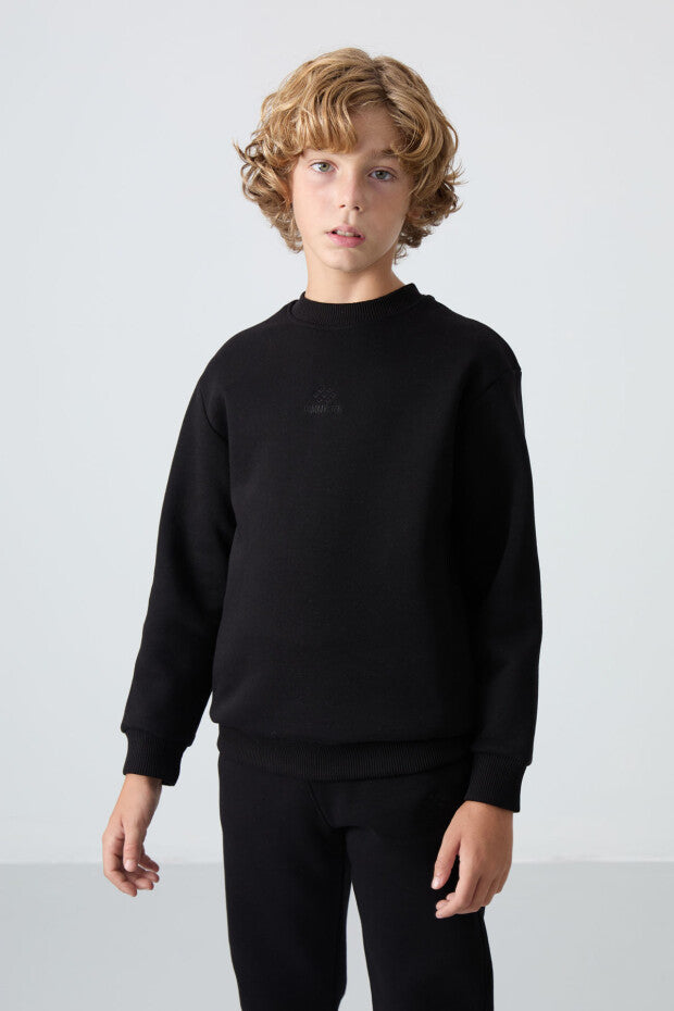 Siyah Pamuklu Erkek Çocuk Eşofman Takımı