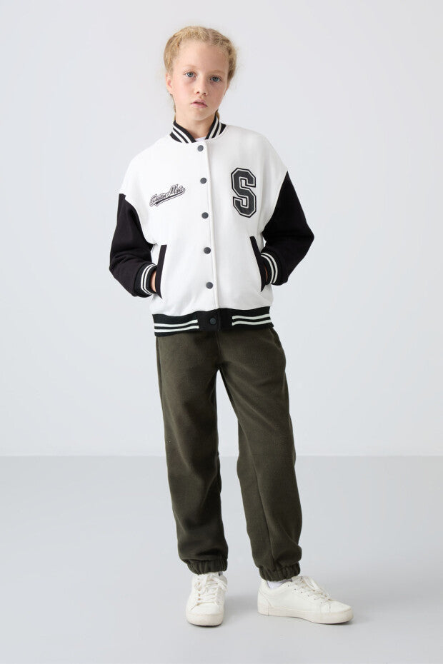 Beyaz Stronger Yesterday Baskılı Kolej Ceket