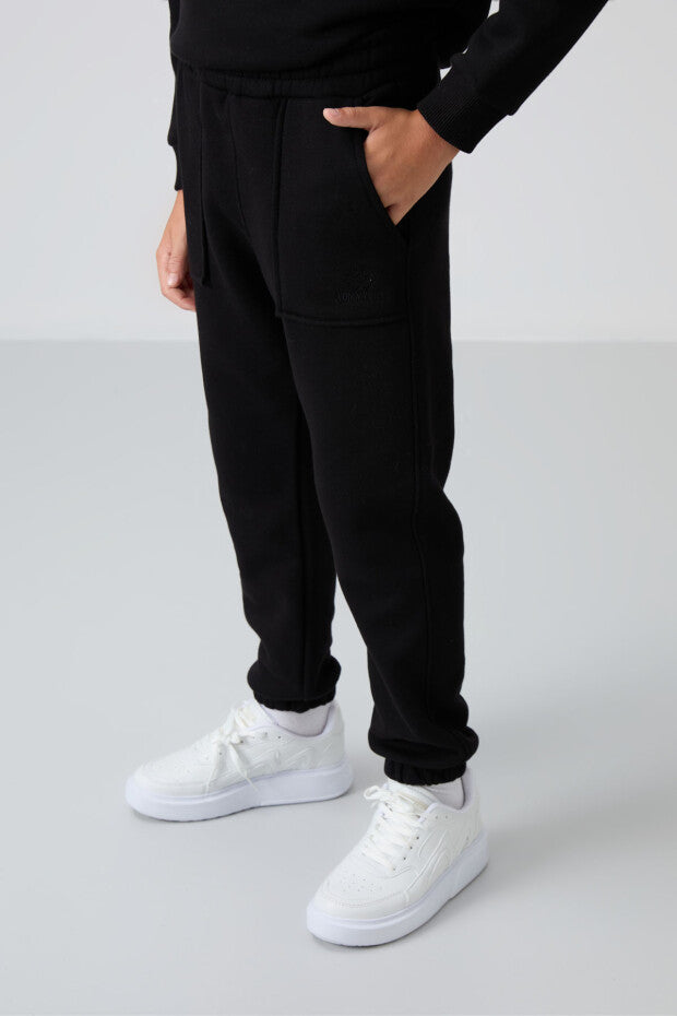 Siyah Pamuklu Erkek Çocuk Eşofman Takım