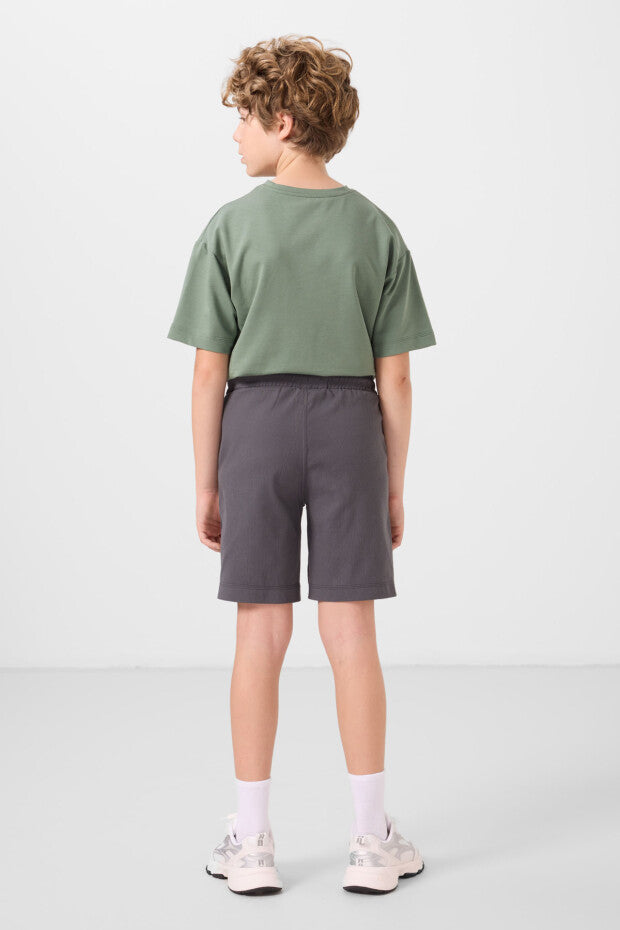 Erkek Çocuk Yeşil Tshirt Füme Şort Takım