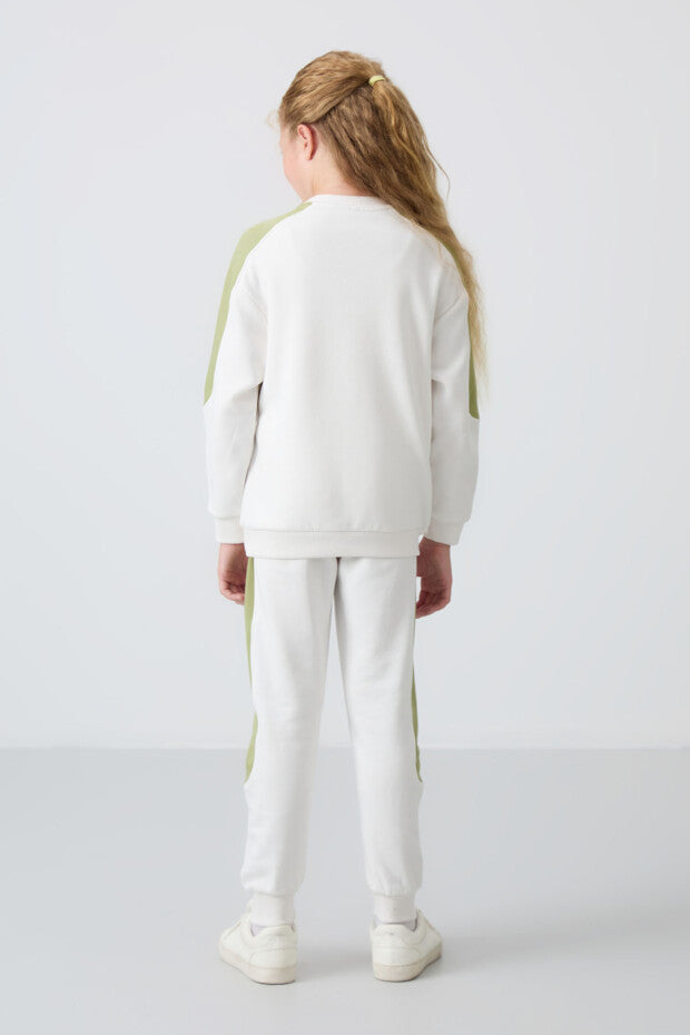 Ekru İçi Pamuklu Kız Çocuk Eşofman Takımı