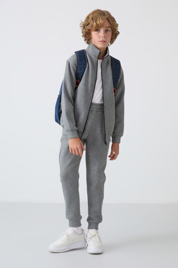 Gri Pamuklu Erkek Çocuk Eşofman Takımı