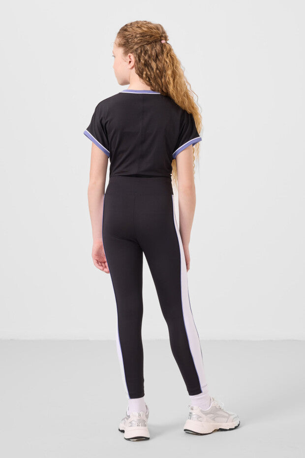 Kız Çocuk Siyah Spor Tshirt Siyah Tayt Takım