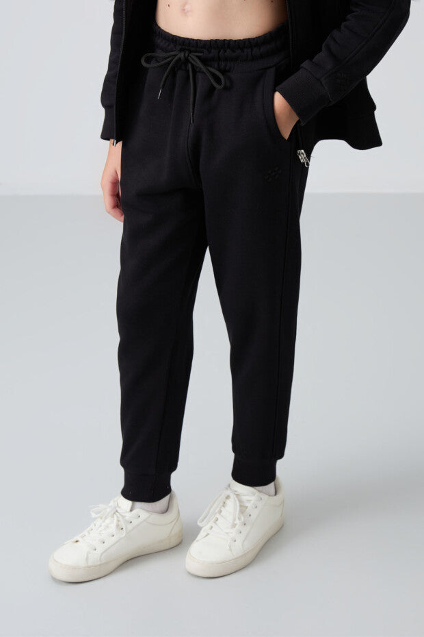 Siyah Kapüşonlu Kız Çocuk Eşofman Takımı