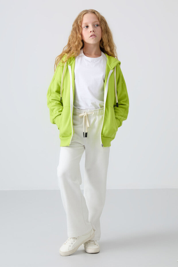 Kız Çocuk Kapüşonlu Sweatshirt Yeşil