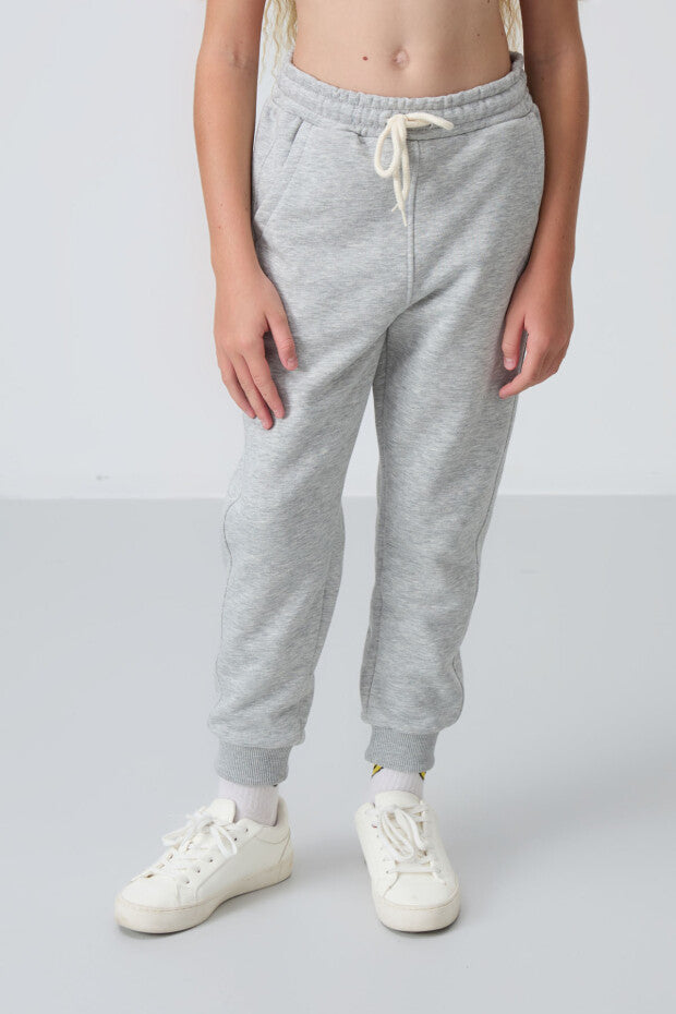 Gri Fermuarlı Kapüşonlu Kız Çocuk Eşofman Takımı