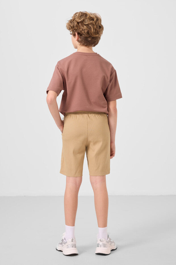 Erkek Çocuk Tarçın Tshirt Bej Şort Takım