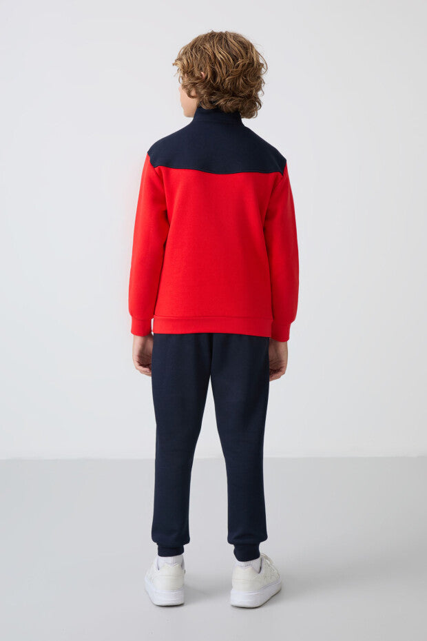 Kırmızı Lacivert Pamuklu Eşofman Takımı Erkek Çocuk