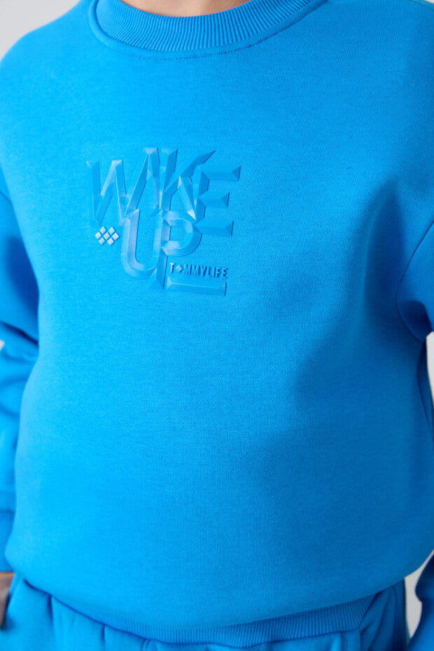 Mavi Pamuklu Wakeup Armalı Eşofman Takımı Erkek Çocuk