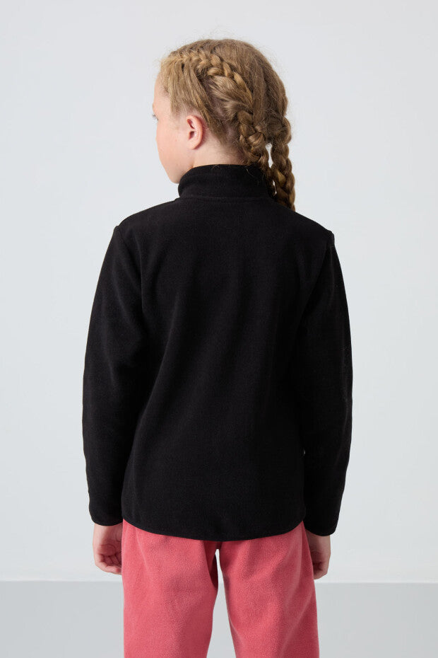 Siyah Fermuarlı Sweatshirt