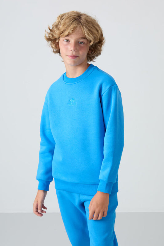 Mavi İçi Pamuklu Erkek Çocuk Eşofman Takımı