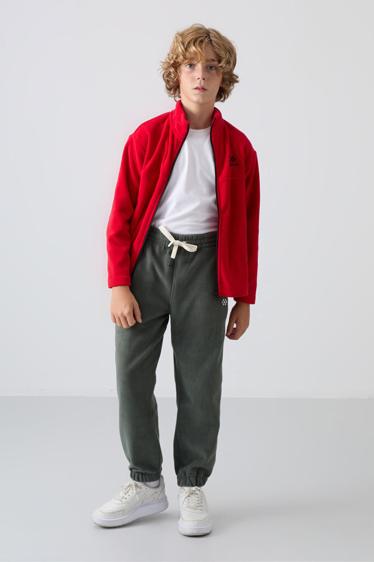 Haki Erkek Çocuk Polar Jogger Eşofman Altı