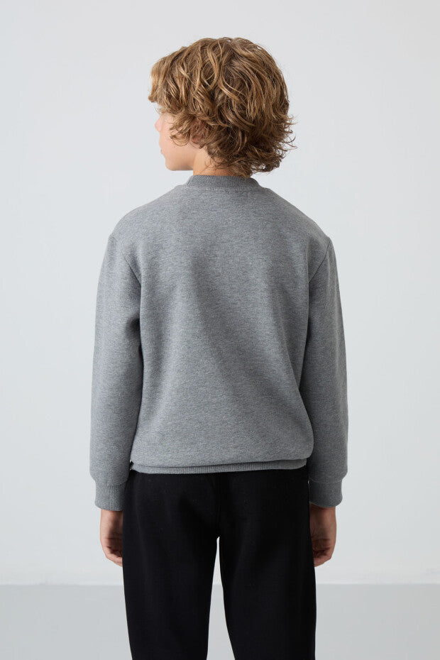 Gri Erkek Çocuk Pamuklu Sweatshirt