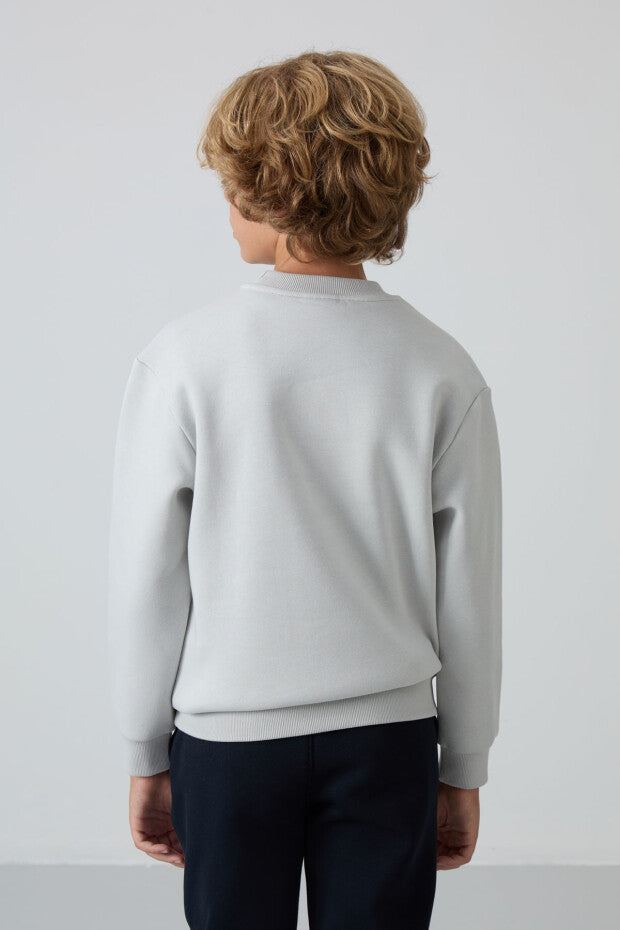 Taş Rengi Pamuklu Erkek Çocuk Sweatshirt