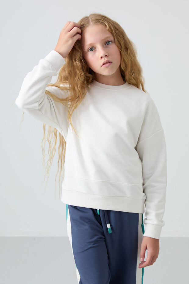 Kız Çocuk Ekru Sweatshirt