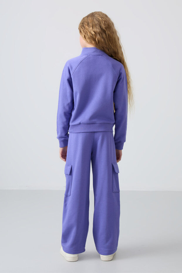 Fermuarlı Mor Kız Çocuk Eşofman Takım