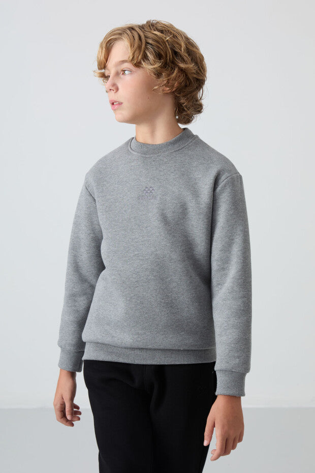 Gri Erkek Çocuk Pamuklu Sweatshirt