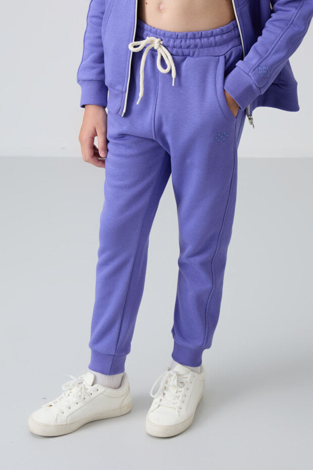 Mor Kapüşonlu Kız Çocuk Eşofman Takımı