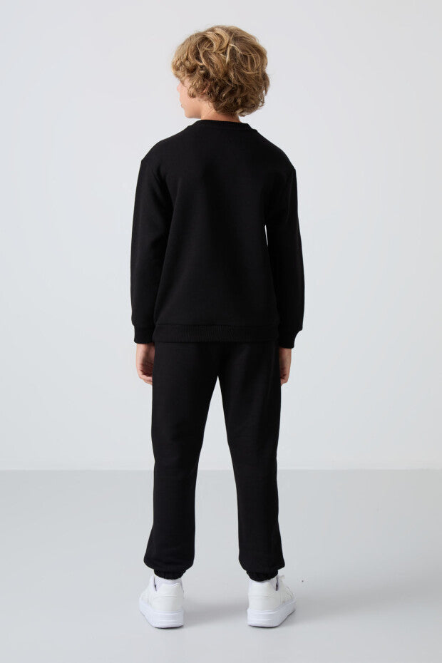 Siyah Pamuklu Erkek Çocuk Eşofman Takım