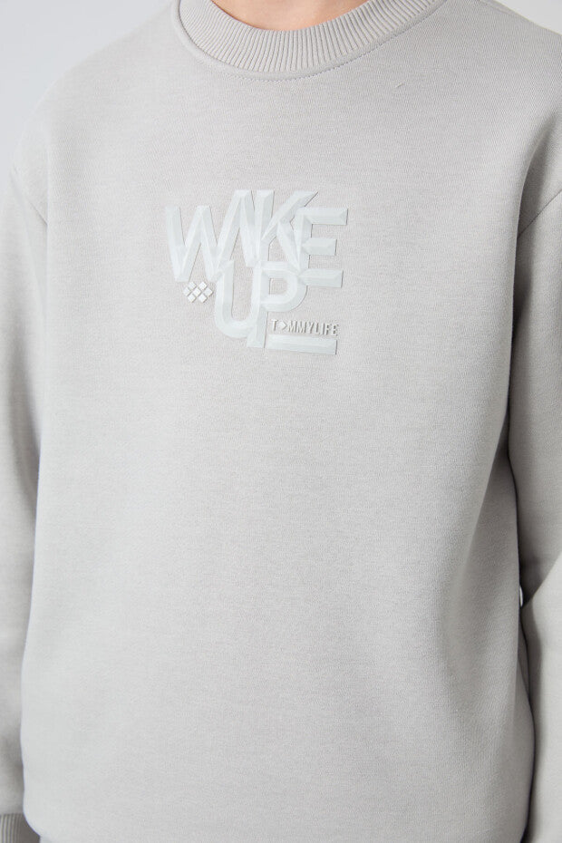 Taş Rengi Wakeup Armalı Eşofman Takımı Erkek Çocuk