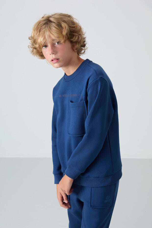 Lacivert Şardonlu Erkek Çocuk Pijama Takımı