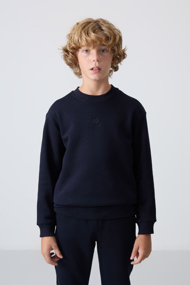 Lacivert İçi Pamuklu Erkek Çocuk Eşofman Takımı