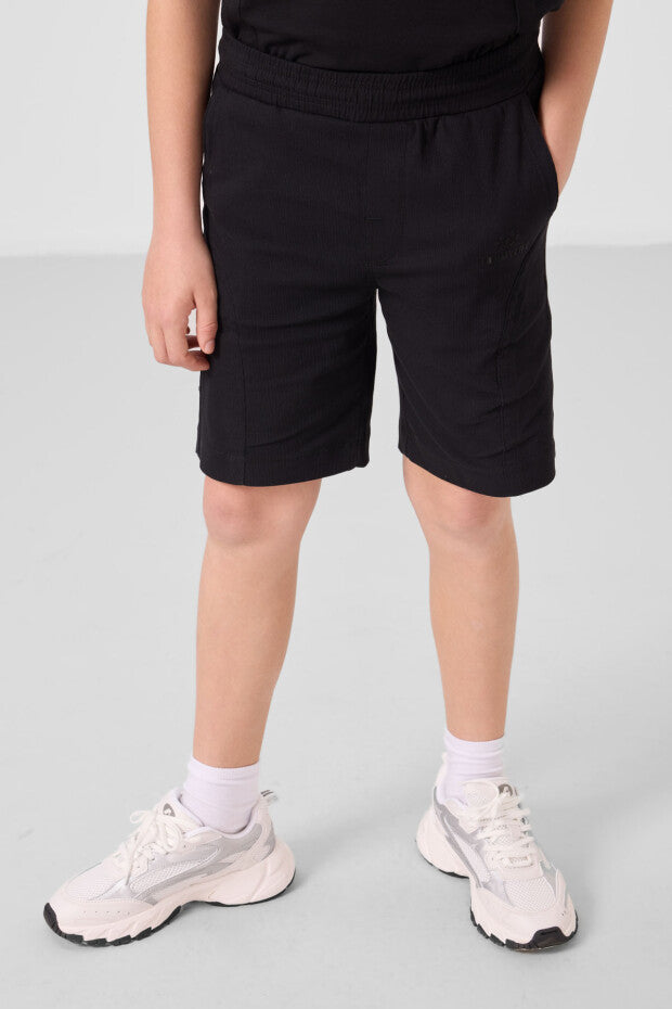 Erkek Çocuk Siyah Chino Şortlu Takım