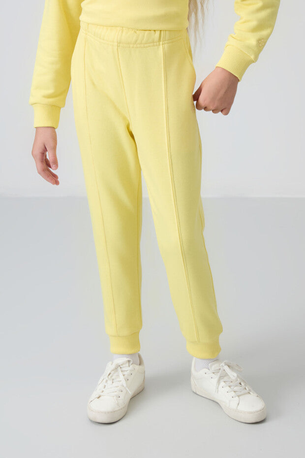 Sarı Kız Çocuk Pamuklu Eşofman Takımı