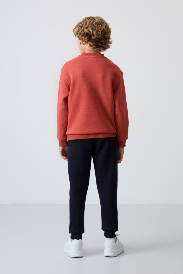 Kiremit Rengi Pamuklu Eşofman Takımı