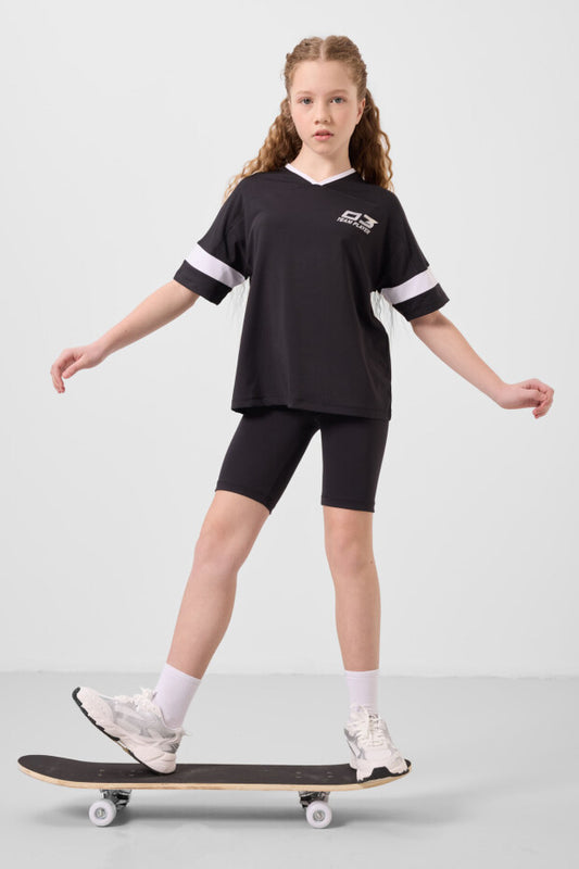 Siyah Spor Tshirt KısaTayt Takım