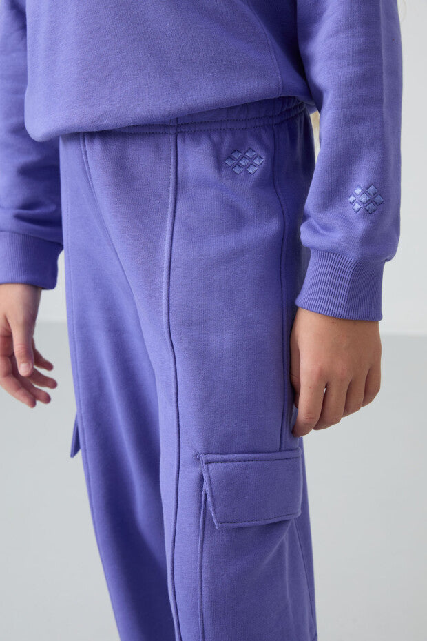 Fermuarlı Mor Kız Çocuk Eşofman Takım