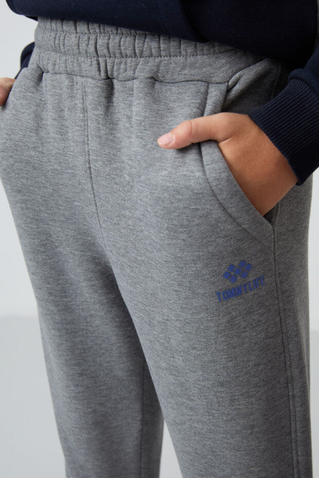 Gri Kapşonlu İçi Pamuklu Eşofman Takım Erkek Çocuk