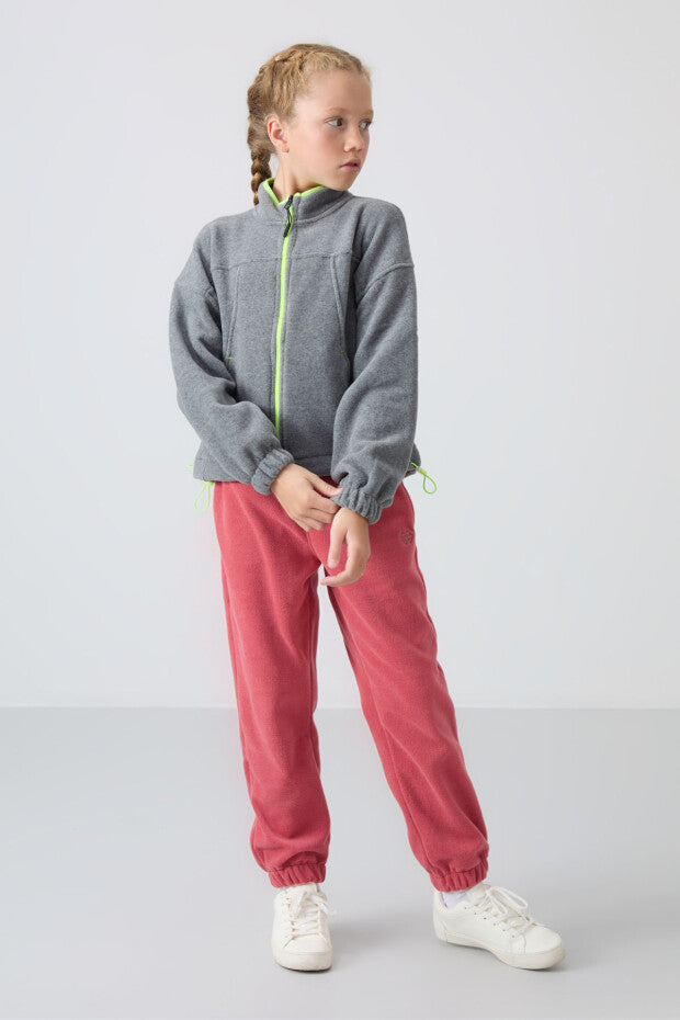 Gri  Fermuarlı Dik Yaka Sweatshirt