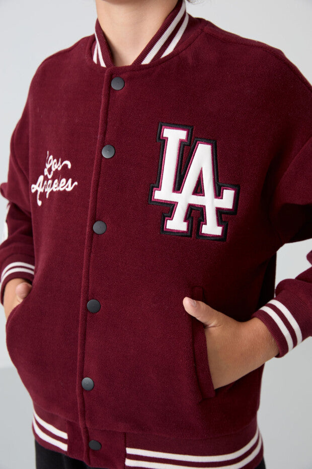 Bordo Polar Kolej Ceketi Erkek Çocuk