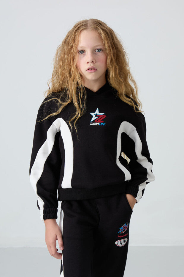 Siyah Kız Çocuk içi Şardonlu Eşofman Takımı