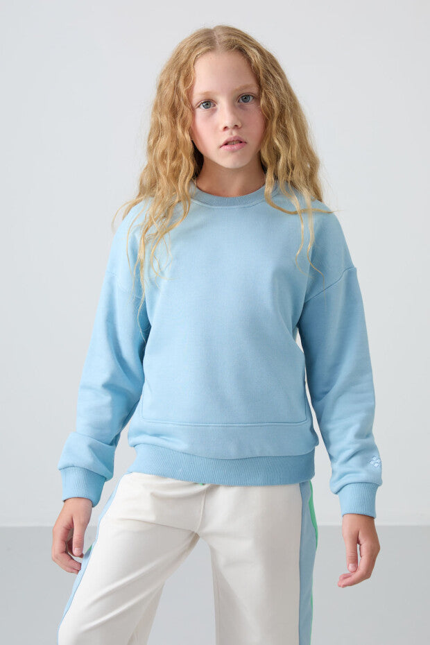 Kız Çocuk Soft Mavi Sweatshirt