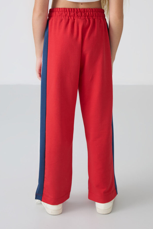 Kız Çocuk Kırmızı Geniş Paça Eşofman Altı