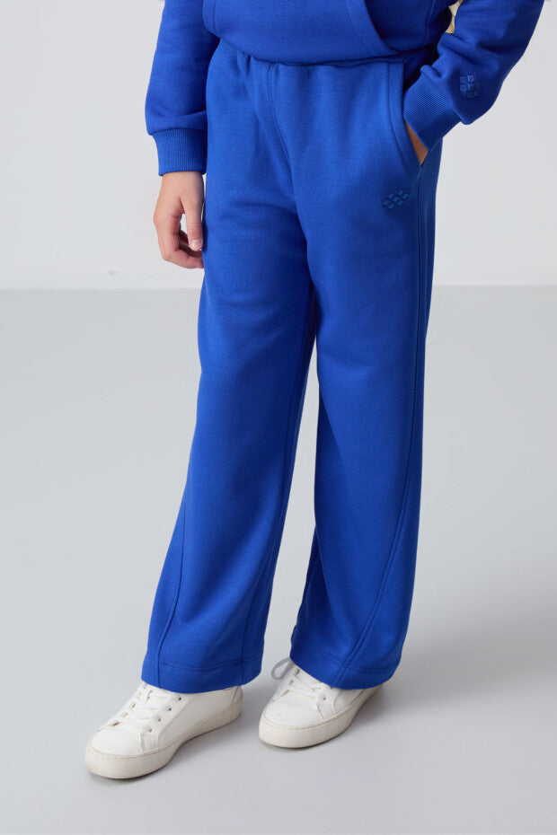 Saks Mavi Kapüşonlu Kız Çocuk Eşofman Takımı