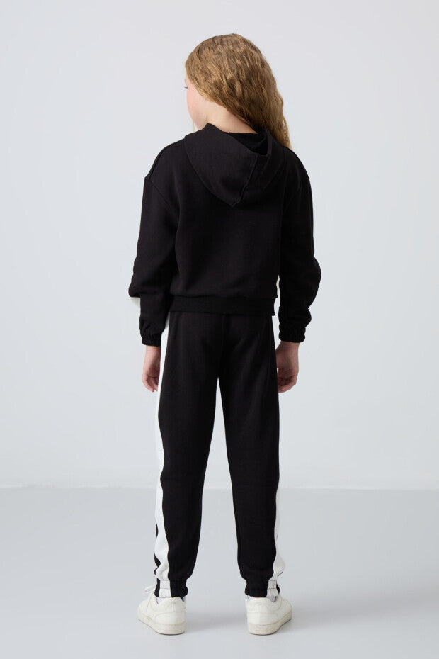 Siyah Kız Çocuk içi Şardonlu Eşofman Takımı