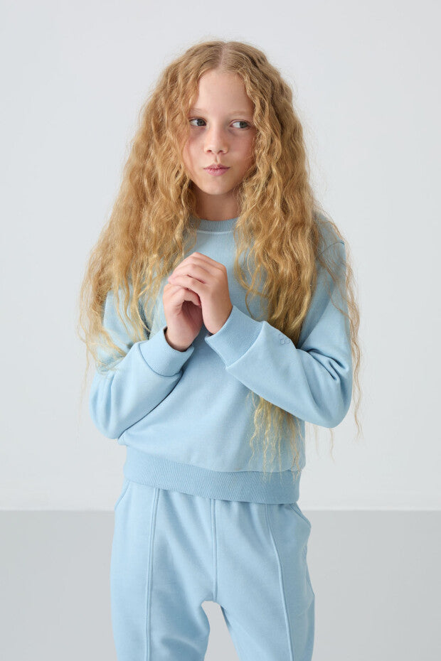 Kız Çocuk Pamuklu Eşofman Takım Mavi