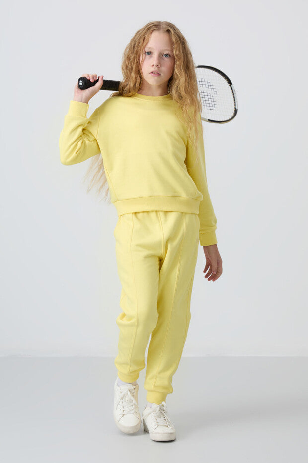 Sarı Kız Çocuk Pamuklu Eşofman Takımı