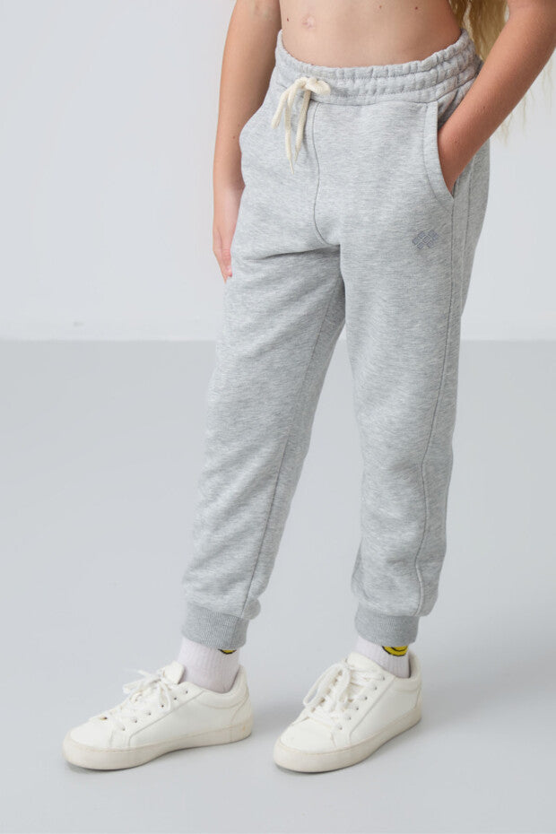 Gri Fermuarlı Kapüşonlu Kız Çocuk Eşofman Takımı