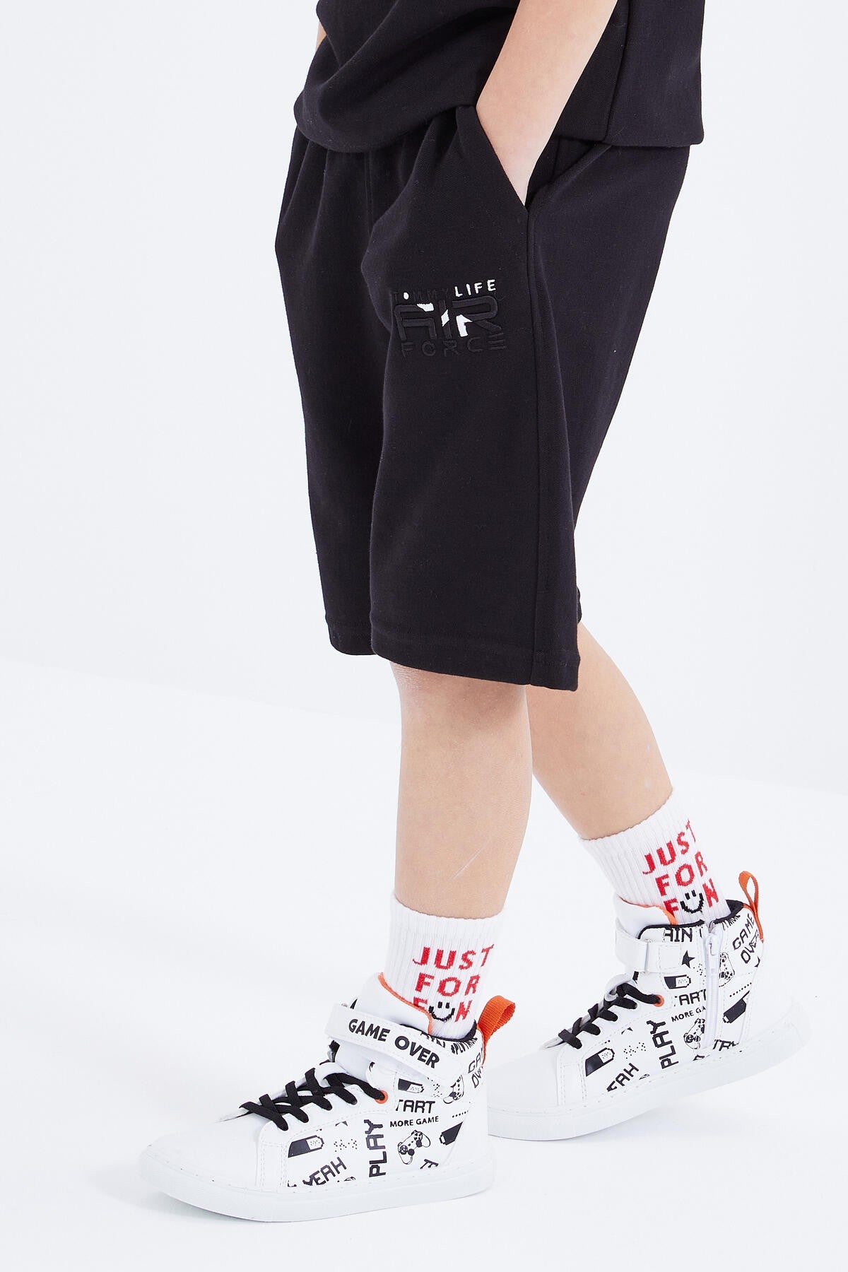 Siyah Erkek Çocuk Şortlu Takım