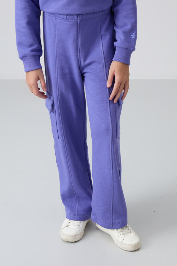 Fermuarlı Mor Kız Çocuk Eşofman Takım